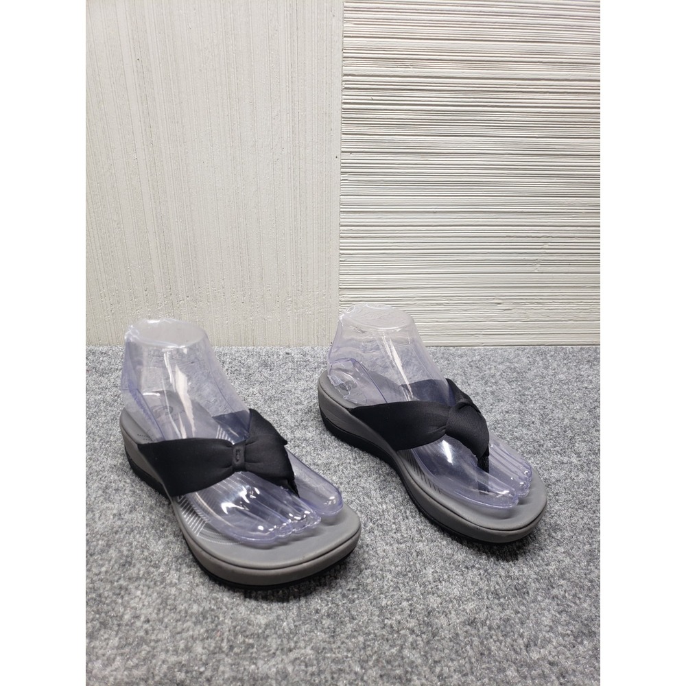 Cloudsteppers By Clarks Arla Glison Women Wedge Sandals 6M Black Gray Casual